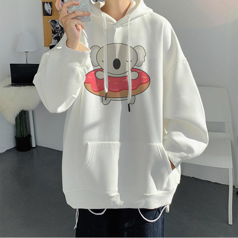 

Men's Hoodies & Sweatshirts Hoodie Men Koala Print Tops Casual Hip Hop Streetwear Oversize Sweatshirt Fashion Pullover Unisex Harajuku, Black