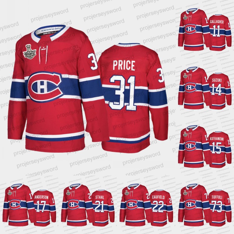 

Montreal Canadiens Carey Price 2021 Stanley Cup Final Jersey Nick Suzuki Josh Anderson Eric Staal Cole Caufield Tyler Toffoli Jonathan Drouin Brendan Gallagher, 6 shea weber