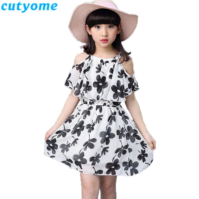 

Girl's Dresses Cutyome 2021 Summer Teenage Girls Floral Casual Chiffon Shoulder Off Bohemian Sundress Kids Ruffles Dress 10 13 14 15 16, Red;yellow