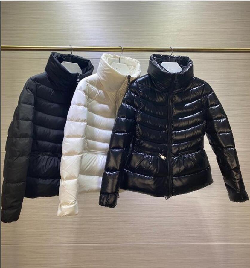 

Women Stand Collar Down Coat Waterproof Soft Invisible cap Skirt Parkas Black White Pink Jacket Size 1234