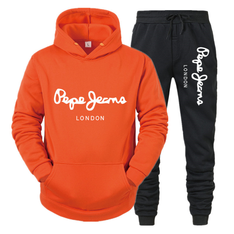 

Men' Sets Autumn Winter Track Suits Hooded Sweatshirt Sweatpants Fashion Slim Fit Male Hip Hop Pullover Hoody Top + Pants, Red