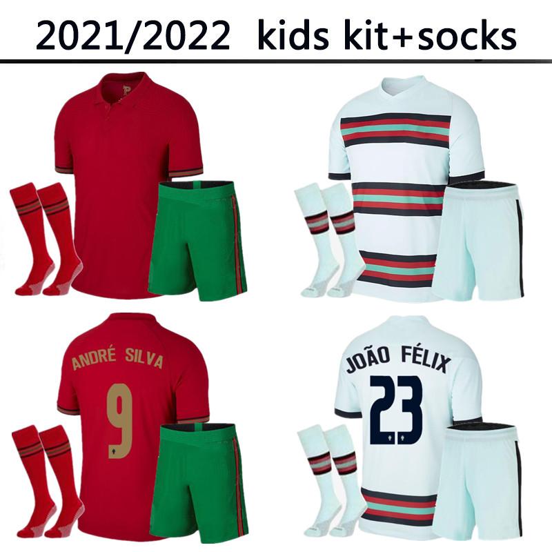

21 22 RONALDO Soccer Jerseys Kids Kit and Socks JOAO FELIX 2021 2022 DIOGO ANDRE SILVA Bernardo FERNANDES Camisa De Futebol Football Shirts, Gray