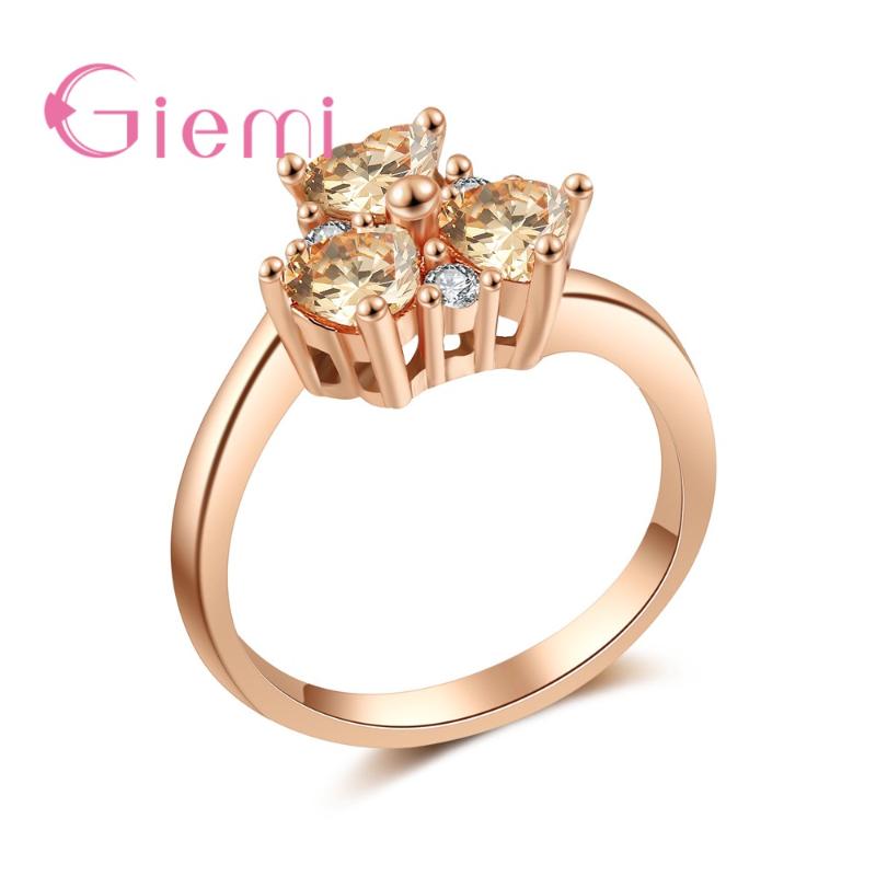 

Wedding Rings Giemi High Quality Rose Gold Color Finger With Light Yellow Cubic Zirconia Stone Jewelry Crystal Present For Women Girls, Slivery;golden