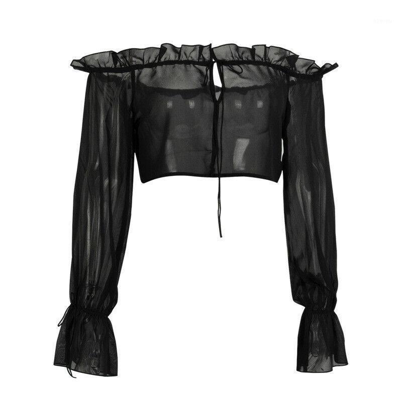 

Women Lace Strapless Off Shoulder Tube Bra Long Sleeve Cami Crop Tops Bustiers & Corsets, Black