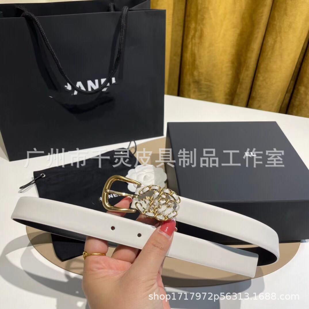 

New Xiaoxiang c Buckle Belt Lady Leather 3.0cm Cow c Letter, Black;brown