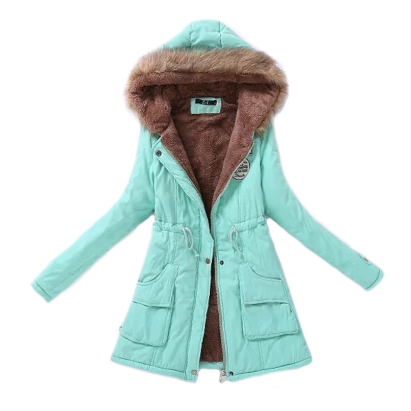 

Women Parka Fashion Autumn Winter Warm Jackets Women Fur Collar Coats Long Parkas Hoodies Office Lady Cotton Plus Size 211109, Black