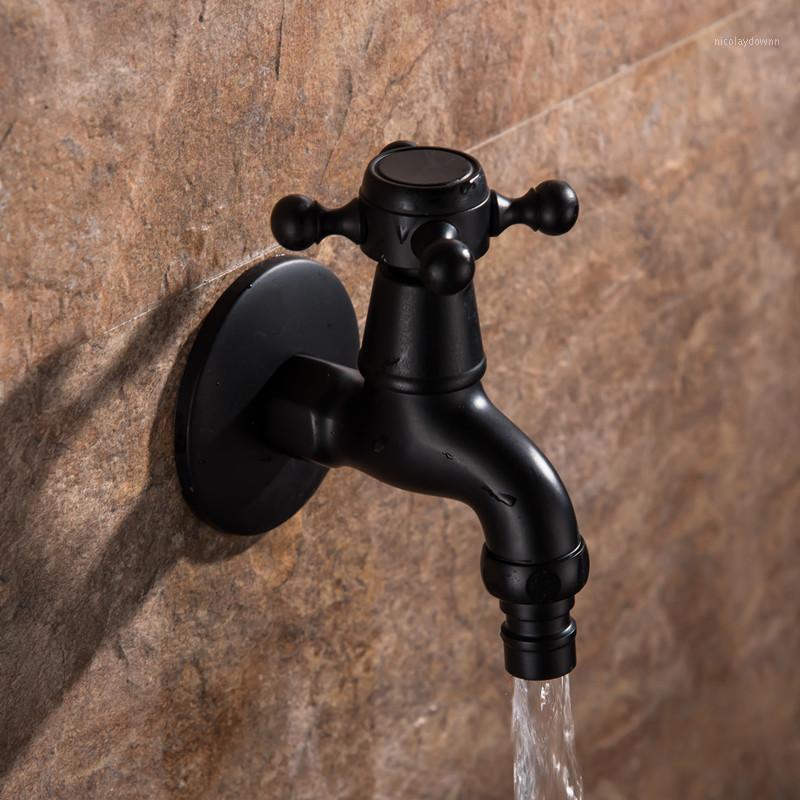 

Bathroom Sink Faucets Carved Wall Mount Brass Black Painting Bibcock Garden Wash Basin Faucet Decorative Outdoor Mop Taps Torneira Parede