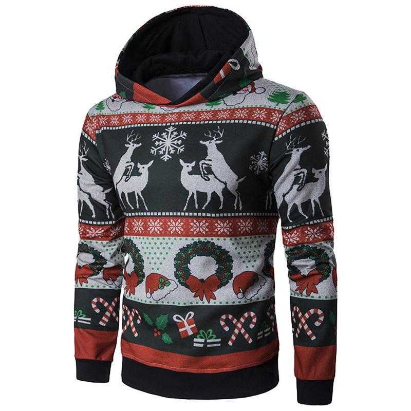 

Men's Hoodies & Sweatshirts Christmas Print Fleece Nice Autumn Winter Harajuku Moletom Couple Hooded Sweatshirt Solid Casual Sudaderas Para, Green