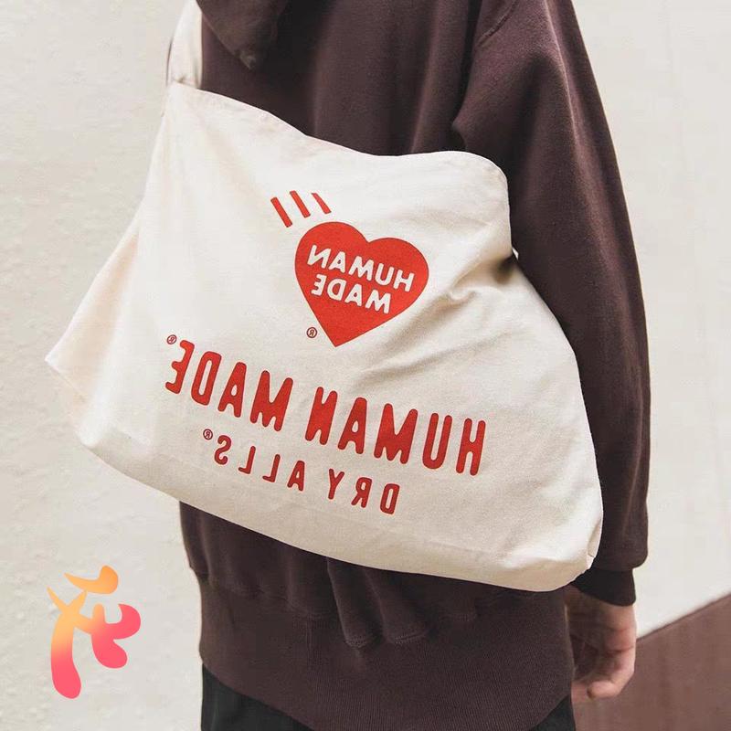 

Women Bag Men Human Made Classic Red Love Canvas Harajuku High Capacity Fashion Casual Couple Backpack