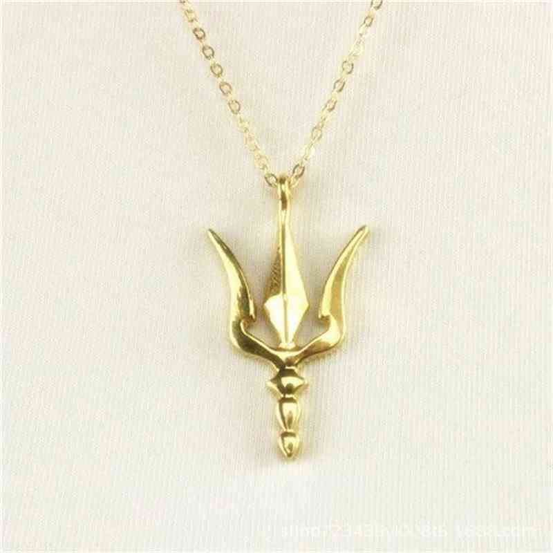 

Individual spear fork Poseidon weapon Pendant Jewelry Trident Necklace, Silver