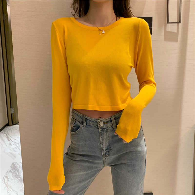 

Vintage long sleeve cropped cardigan Women white black Korean knitted Sweater Streetwear winter clothes women 210608