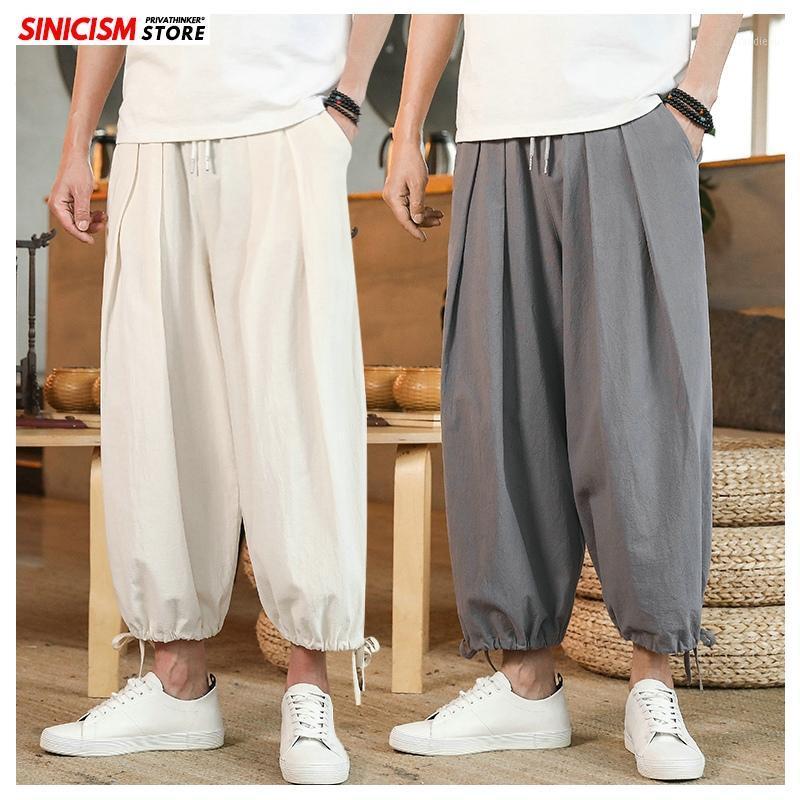 

Men's Pants Sinicism Store Men Solid Chinese Style Summer Casual Mens 2021 Linen Loose Trousers Male Oversize Wide Leg 5XL S, Black