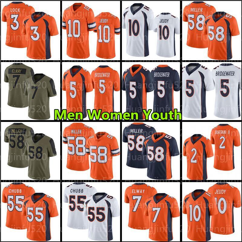 

5 Teddy Bridgewater 88 demaryius thomas Jersey Javonte Williams Justin Simmons Jerry Jeudy Peyton Manning Patrick Surtain II Bradley Chubb Elway Courtland Sutton, Men jersey