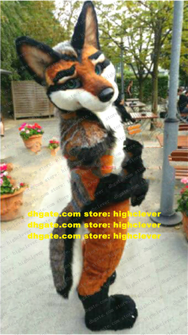 

Brown Long Fur Furry Wolf Husky Dog Fox Fursuit Mascot Costume Adult Cartoon Character Suit Supermarket Square Publicity zz7599, As in photos