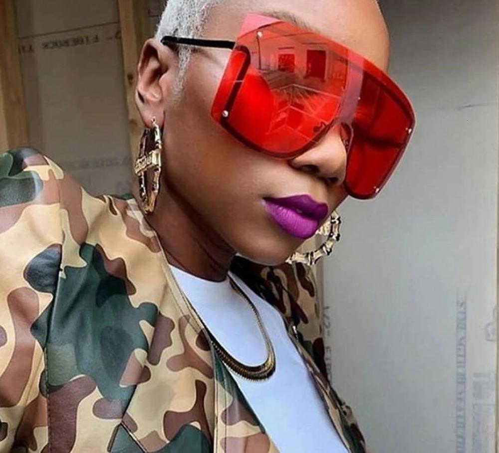 

2021 Fashion Digner Metal Women Oversized Sunglass Sexy face shield sunglass women