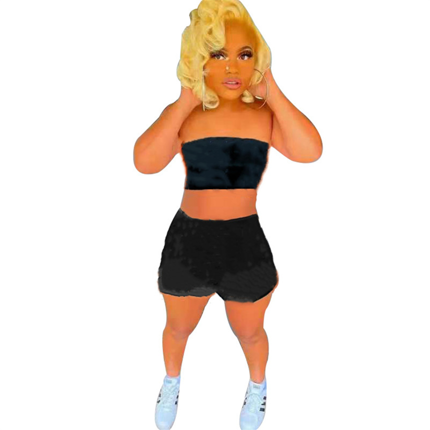 

Plus size 2XL Women sports Tracksuits sexy Two piece sets casual outfits summer jogger suit strapless sleeveless t shirt+mini shorts 5098, Mix color