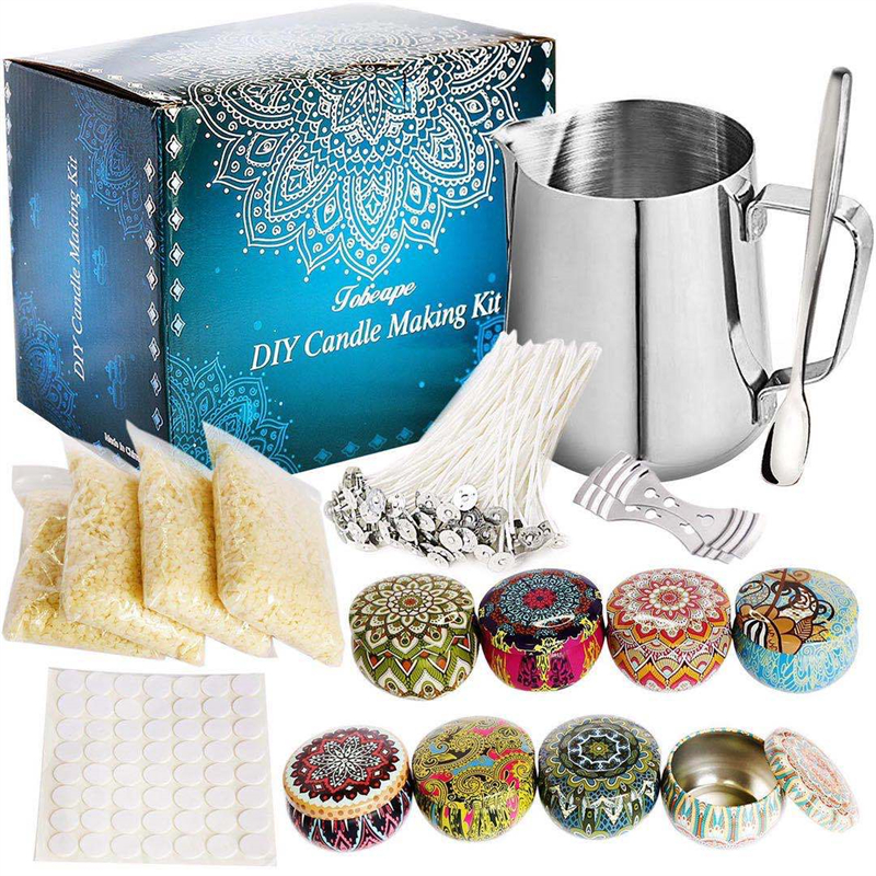 

Complete DIY Candle Crafting Tool Kit Supplies Scented Candles Making Beginners Set Soy Wax Melting Pot Fragrance oil Tins Dyes Wicks