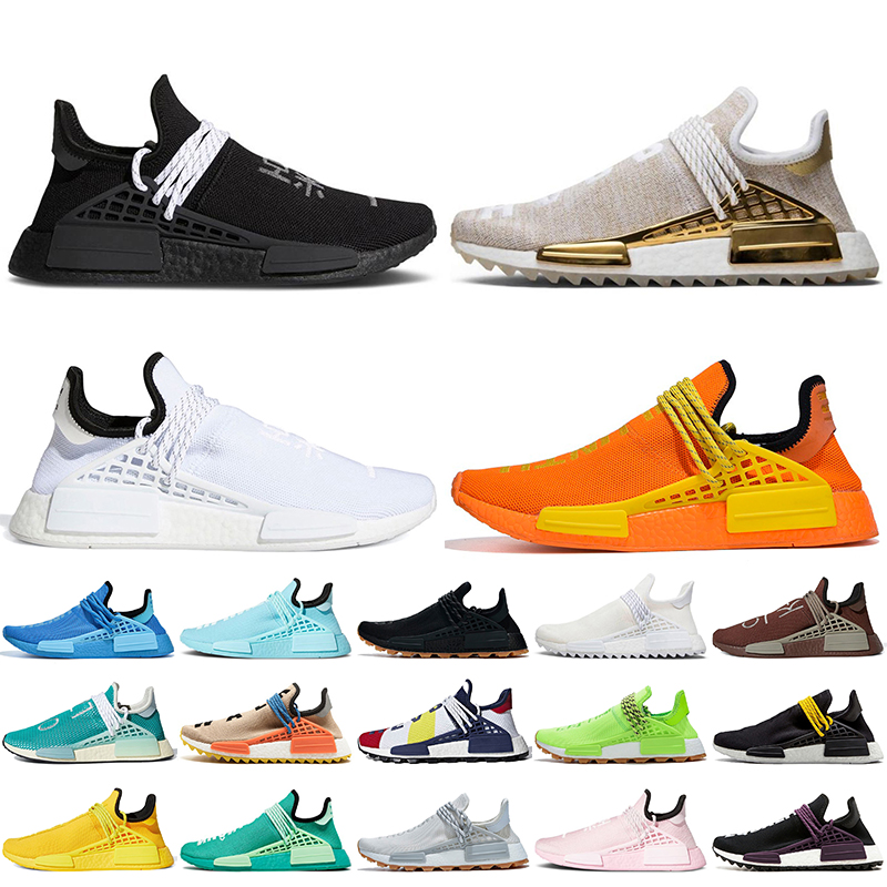 

2021 Fashion NMD Human Race Women Mens running shoes Pink Black Blue Grey Pharrell williams Nerd Hu Trail Solar Pack Sneakers Trainers, #21 white 36-47