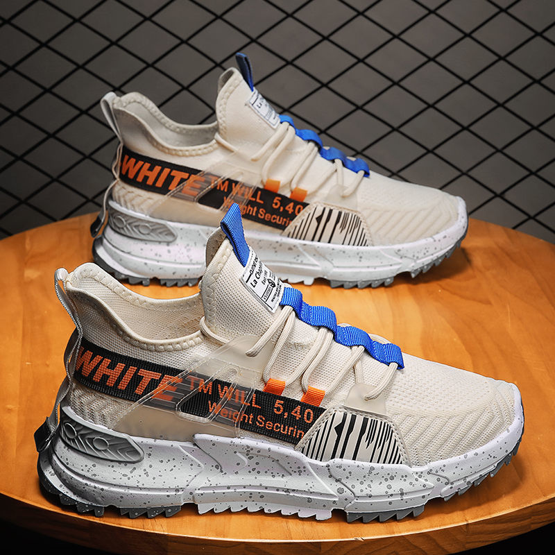 

Sports Shoes Mens 2021 Summer Mesh Trendy Student Breathable Running Ultra Light Shock-Absorbing Soft Bottom Flying Woven Sh, Grey