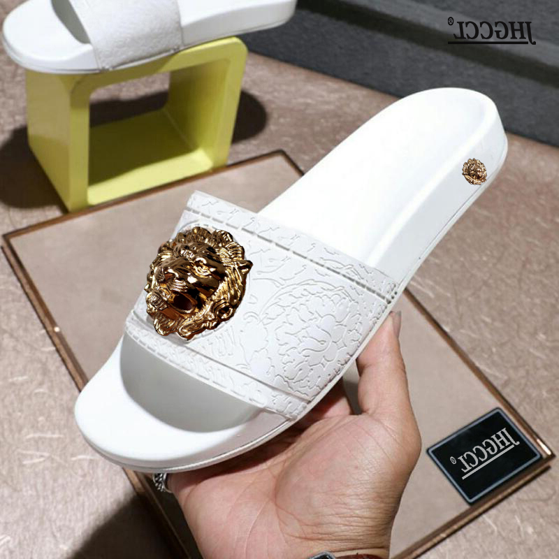 

New men's flip-flops men brand outside slippers women's beach shoes large size 45 46 women sandals casual luxury slipper T6, Color1