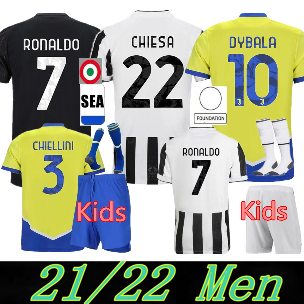 

fans player version soccer jersey 2021 2022 RONALDO DYBALA MORATA CHIESA McKENNIE football kit shirt 21 22 JUVE Men + Kids fourth 4th set wi, Black