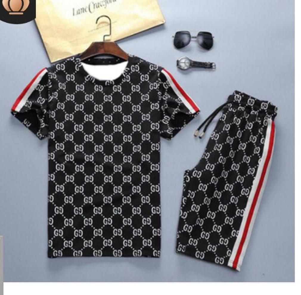 

tracksuits,tracksuit The summer printed casual Korean round neck trousers two-piece suit Lv LOUIS 3 VITTON&#13, Gray