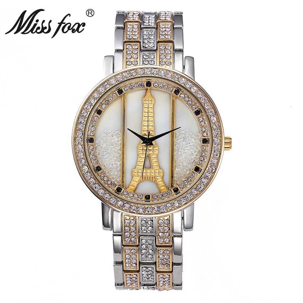 

Fashion Paris tower J full diamond watch women's watch Miss Fox quartz watch, Gold