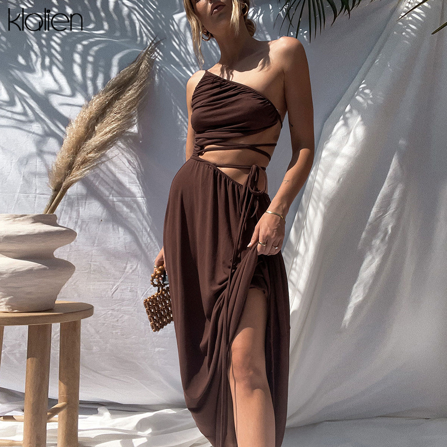 

women summer hollow out backless bandage strap long dress 2021 new fashion elegant office lady vacation beach dress, Black;gray