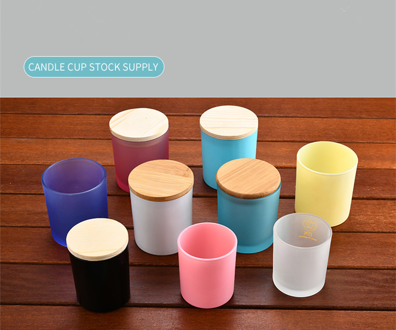 

70*84mm glass cup bottle 220ml with bamboo wood metal lid black silver gold cap candle holder container soy wax jar multi color
