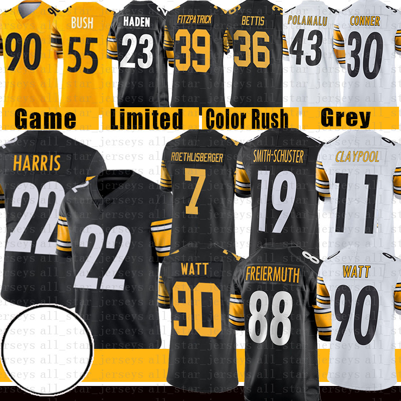 

22 Najee Harris T.J. Watt Football Jersey Chase Claypool Juju Smith-Schuster 7 Ben Roethlisberger Pat Freiermuth pItTsBuRgHs Troy Polamalu sTeElerEs Cameron Heyward, Youth s-xl