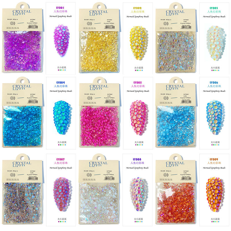 

1440 Pcs/Bag Symphony Aurora Nail Art Decorations 2021 Fashion Mixed Nails Accessories for DIY Manicure Design