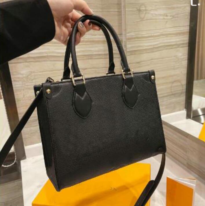 

Designers 25CM Onthego Shopping Bags crossbody Genuine leather book tote Handbag embossed women Shoulder handbags purse, Red