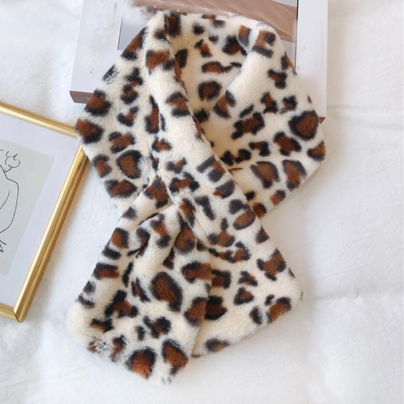 

Scarves Wild Women Fashion Winter Faux Fur Villus Scarf Outerwear Leopard Print Warm Collar Echarpe Foulard Femme
