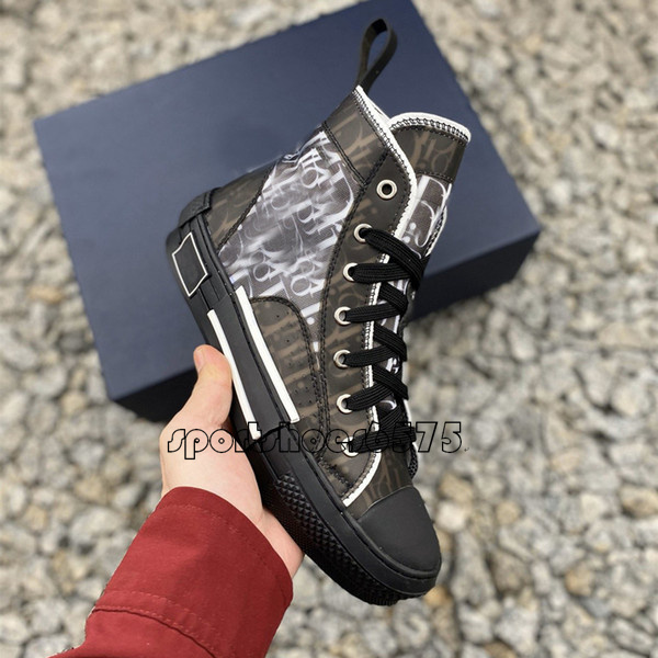 

B23 B24 Casual Shoes High Low Top Sneakers Oblique B28 Technical Canvas Leather bee Classic Luxurys Trainers, Ocean blue