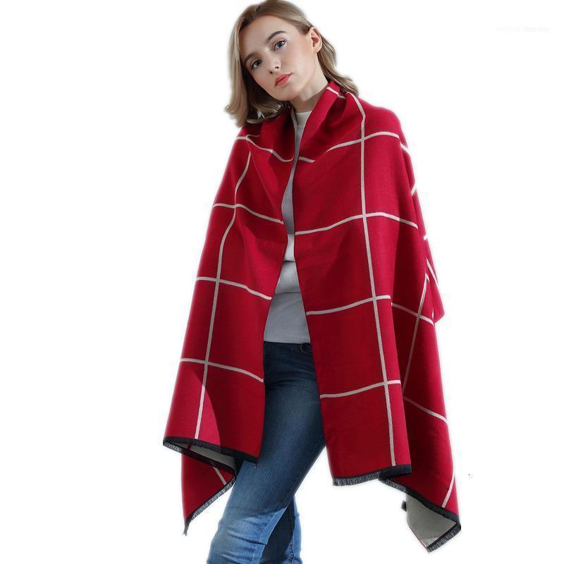 

Fashion Winter Warm Plaid Ponchos And Capes For Women Oversized Blanket Scarf Shawls Cashmere Female Poncho Mujer1