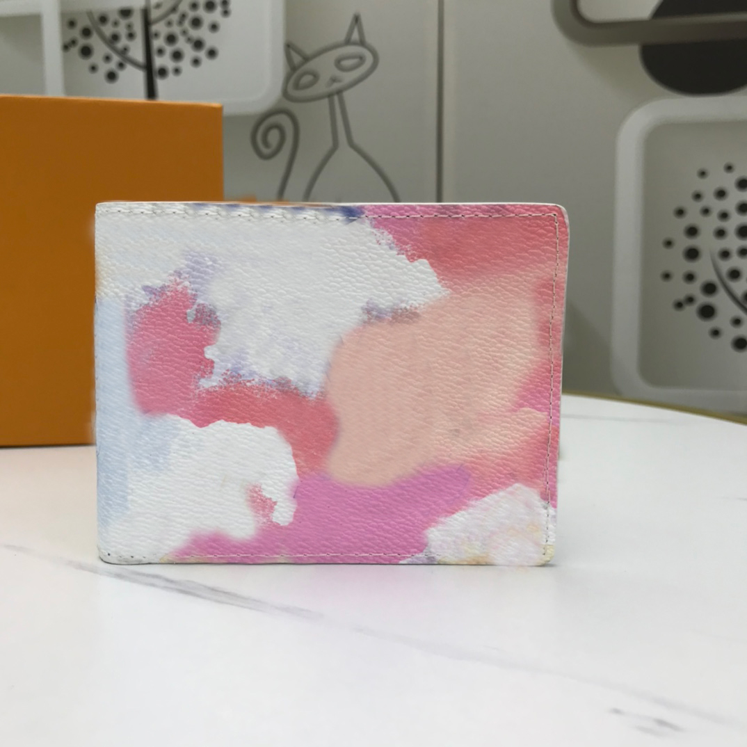 

Luxury rainbow color short ladies wallet in two colors with dust bag and orange box