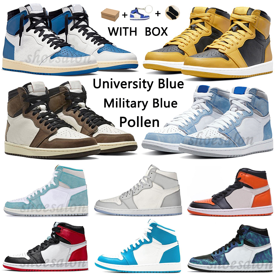 

University Blue 1 Basketball shoes 1s High react Dark Mocha Electro Orange Military UNC Light Smoke Grey Hyper royal patent bred Pollen men women sneakers, Shoesalon