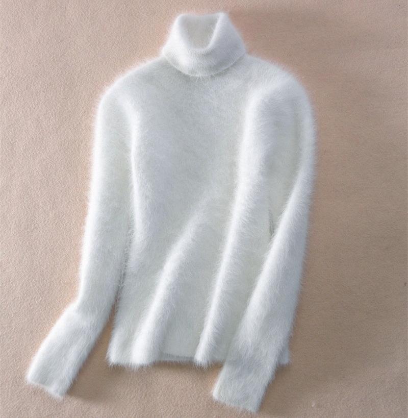 Turtleneck Women Sweater 2021 Autumn Winter White Mohair Pullover Sweter Female Pull Femme Hiver Streetwear Jumper Sweater-a Women's Sweater