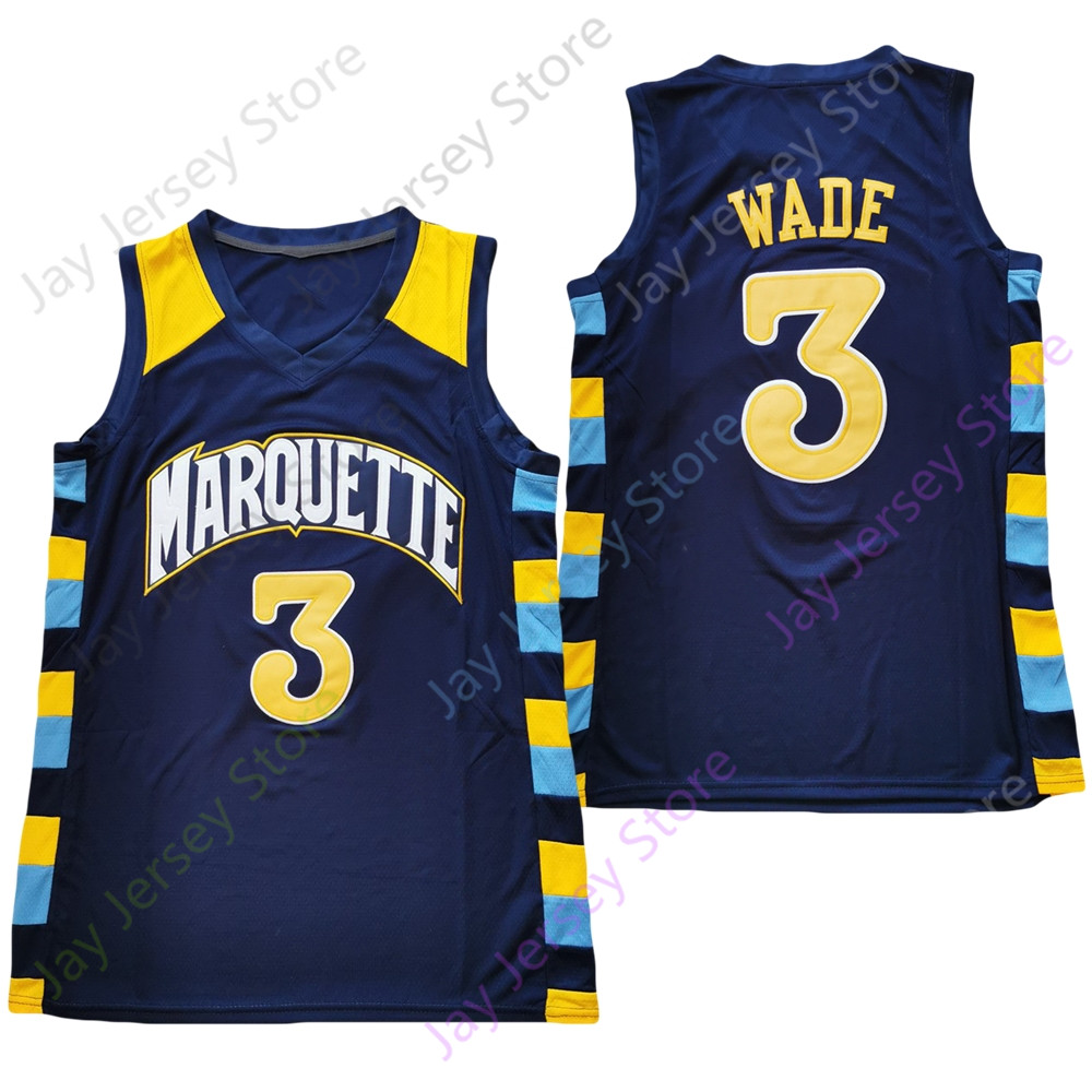 

2021 New College Marquette Golden Eagles Basketball NCAA Jersey Wade Size S-3XL Yellow Navy Youth Adult All Stitched, As pic