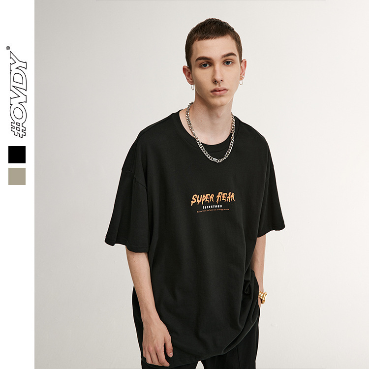 

wxwovdy men's summer new street fashion brand high street hideous face abstract printing loose short sve men's clothing, White;black