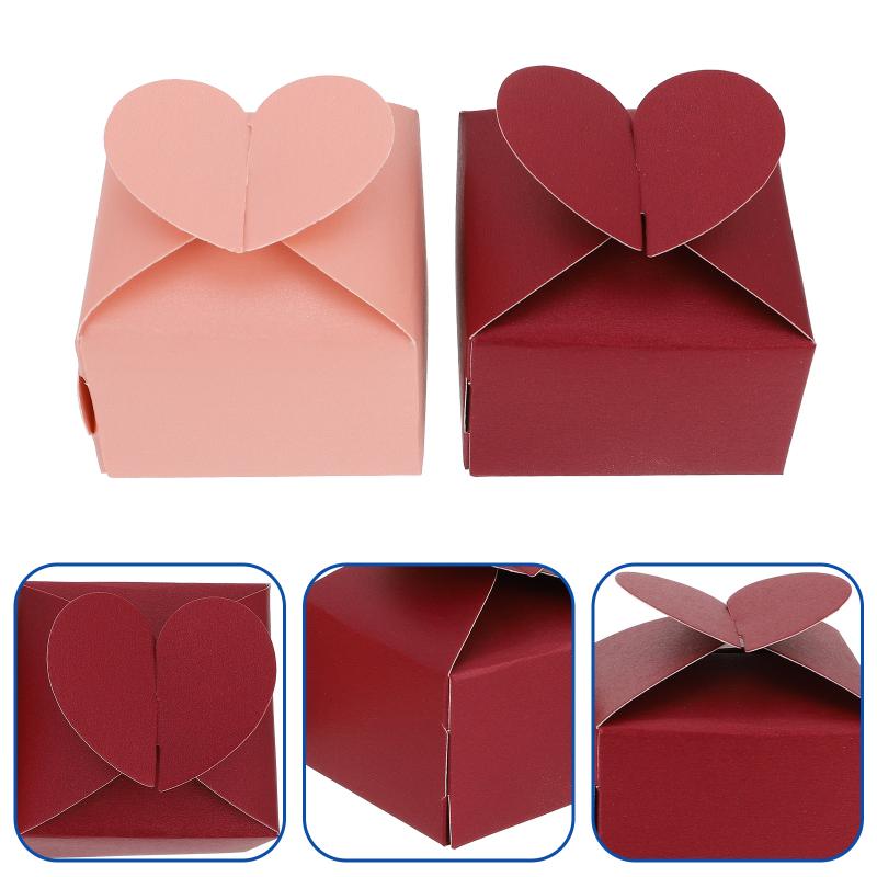 

Gift Wrap 50pcs Heart Wedding Candy Box Paper Holder Square Wrapping