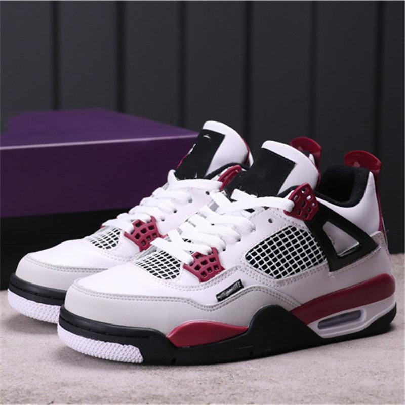 

Great Quality Jumpman 4 "Pairs" White Red Black Mens Basketball Shoes IV Genuine Leather Sports Sneakers With Original Box Fast Delivery