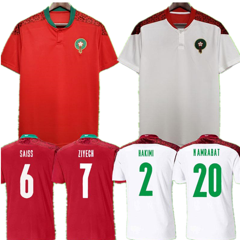 

2021 Morocco soccer jerseys home away 20 21 maillot de foot Ziyech Boufal FAJR Munir Ait Bennasser Amrabat football shirts, White