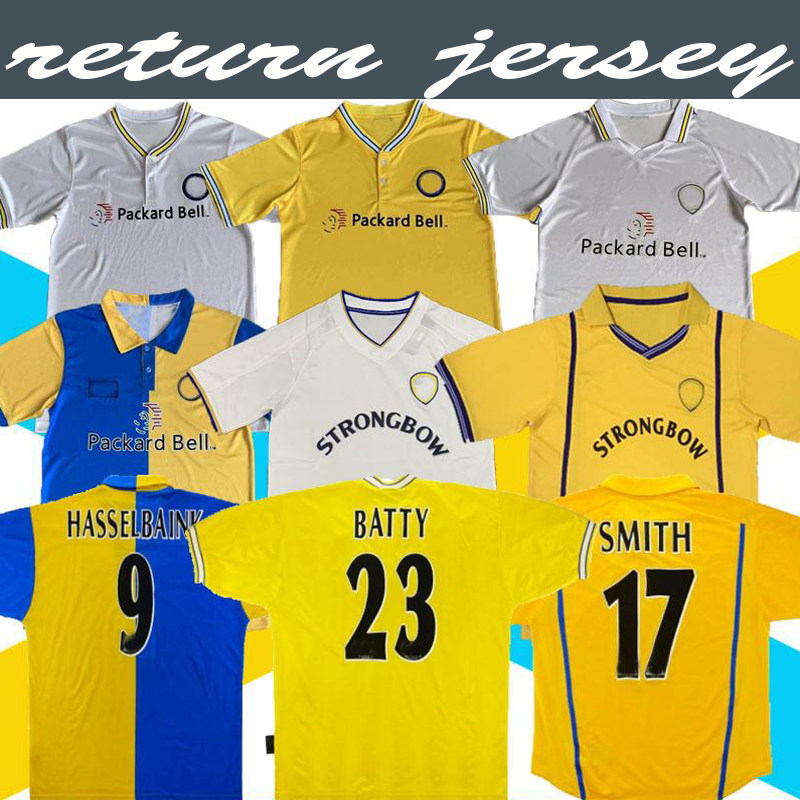 

1997 1998 1999 Leeds Retro soccer jerseys United Vintage Home White LUFC 2000 2002 Vintage Classic Soccer Shirts football kits Uniforms, Black;yellow