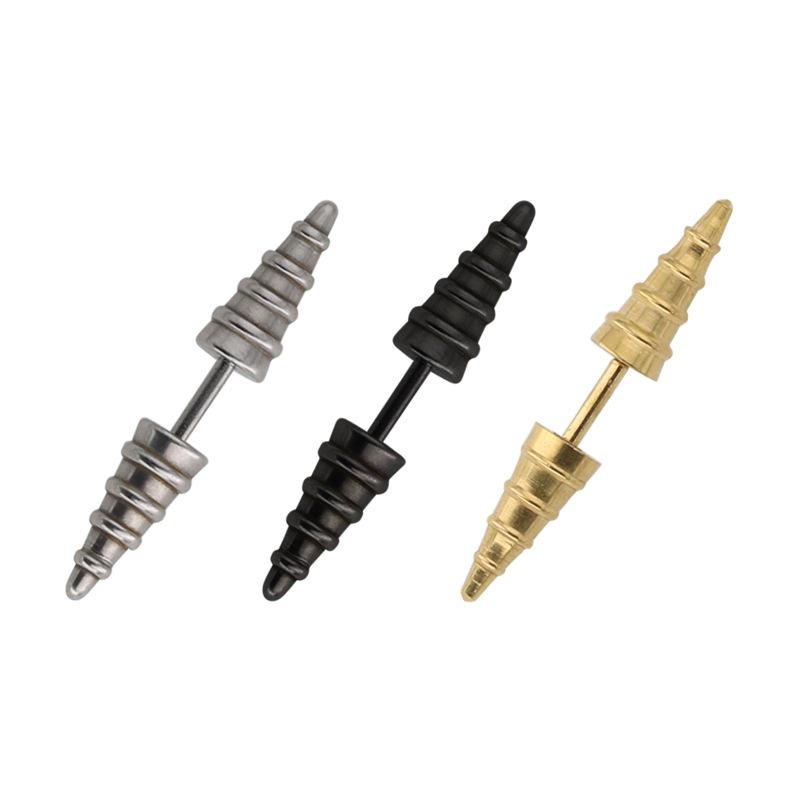 

Stud BAECYT 2021 Fashion Titanium Stainless Steel Thread Screw Earrings Ornament Human Puncture Cool, Golden;silver