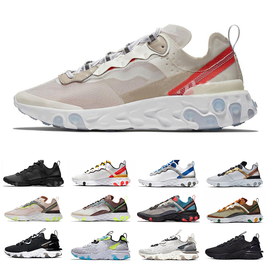 

React vision 87 55 mens running shoes sneakers Light Orewood Brown Sail Metallic Gold Black Iridescent Schematic 87 Orange 55s trainers sports shoe jogging walking, Pay for box