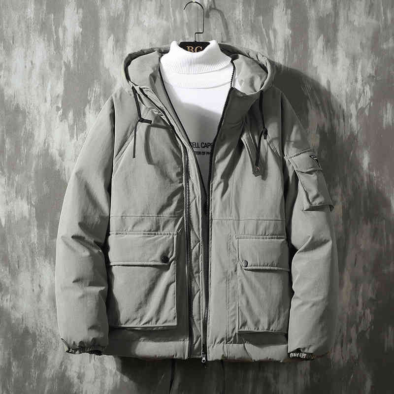 

downs Winter Jackets Men Thick Cotton Multi-pocket Hooded Parkas Mens Casual Fashion Warm Coats Plus Size 5XL Overcoat, Black