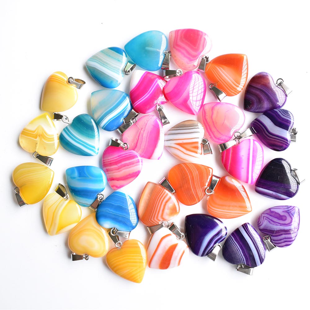 

blue pink purple stripe onyx heart shape charms pendants for jewelry making diy earrings necklace