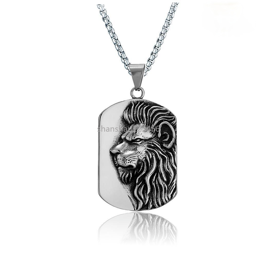 

Lion Head Stainless Steel Embossment Pendant Necklace Retro Celtic Necklaces for men Fashion jewelry will and sandy