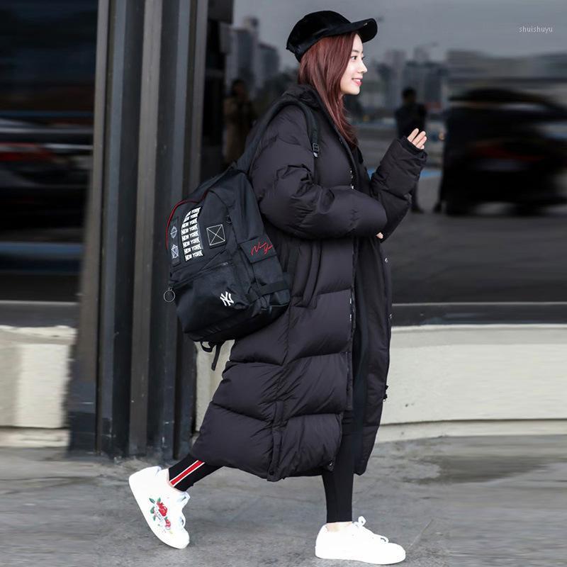 

Women' Down & Parkas Korean Style Jacket Women X-Long Below The Knee 2021 Winter White Duck Outdoor Thickened Men Coat, Black